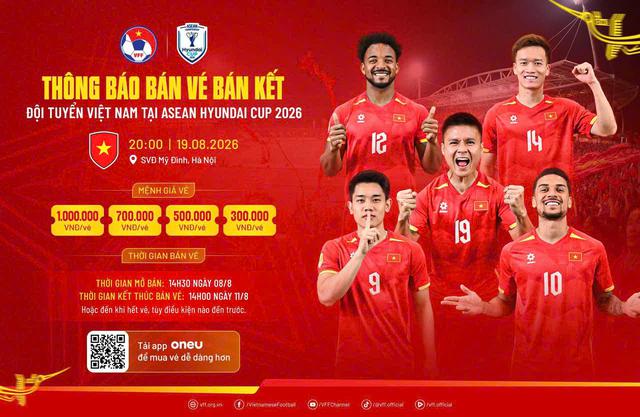 Chiều 8.8, VFF mở bán vé bán kết lượt về của đội tuyển Việt Nam: Cao nhất 1 triệu đồng- Ảnh 2.