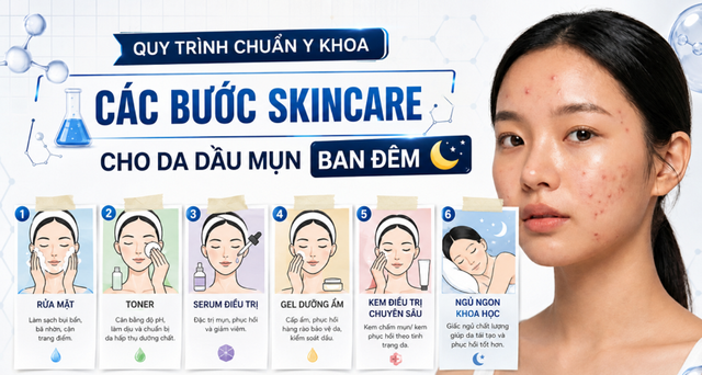 Quy trình skincare cho da dầu mụn ban đêm chuẩn y khoa hiệu quả bất ngờ- Ảnh 1.