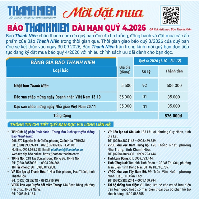 Mời đặt mua Báo Thanh Niên dài hạn quý 4/2026 - Ảnh 1.