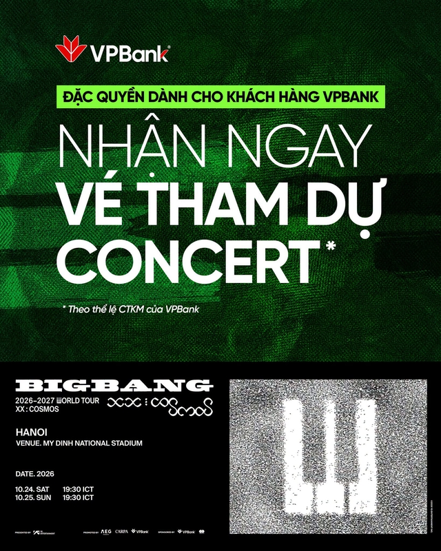 Vé BIGBANG đã 'cháy' sạch, fan bất ngờ có thêm ‘đường vào Mỹ Đình’ từ VPBank- Ảnh 1.