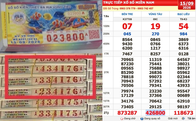 Xổ số miền Nam ngày 15 tháng 9: Đại lý tìm người trúng số đài Vũng Tàu - Ảnh 1.