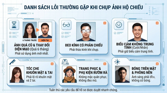 Cảnh báo nhiều lỗi chụp ảnh khiến hồ sơ làm hộ chiếu online bị từ chối - Ảnh 2.
