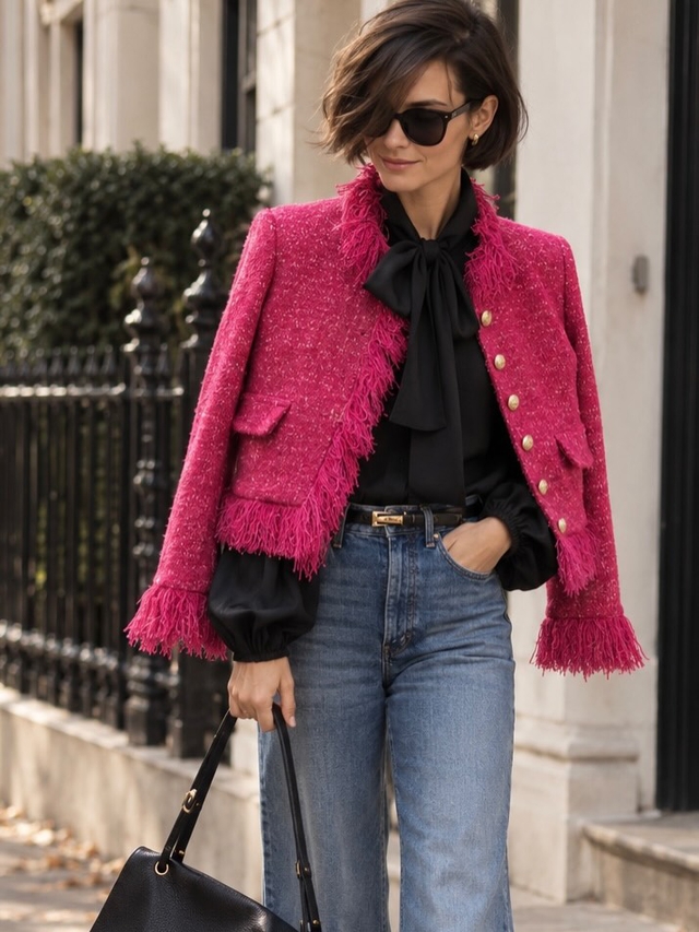 Áo tweed và quần jeans, mùa lạnh cứ diện bộ đôi cứ mặc lên là đẹp, sang - Ảnh 4.