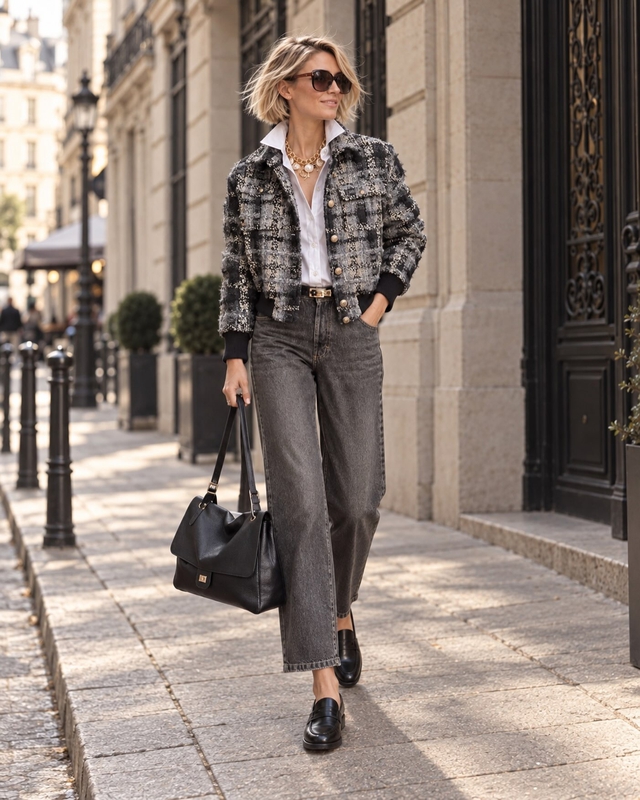 Áo tweed và quần jeans, mùa lạnh cứ diện bộ đôi cứ mặc lên là đẹp, sang - Ảnh 3.