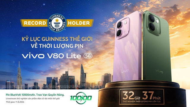 V80 Lite 5G nhận Kỷ lục Guinness thế giới™ 32 giờ 37 phút sử dụng liên tục- Ảnh 3.