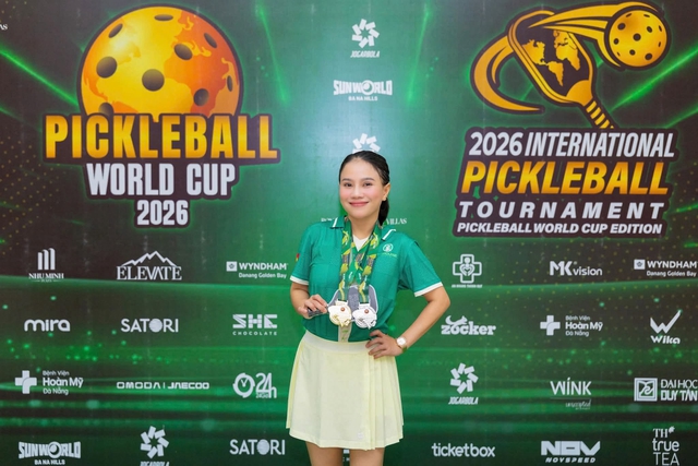 Bà bầu của 'Cùng con đi tiếp cuộc đời' đoạt HCV World Cup pickleball tại Đà Nẵng- Ảnh 2.