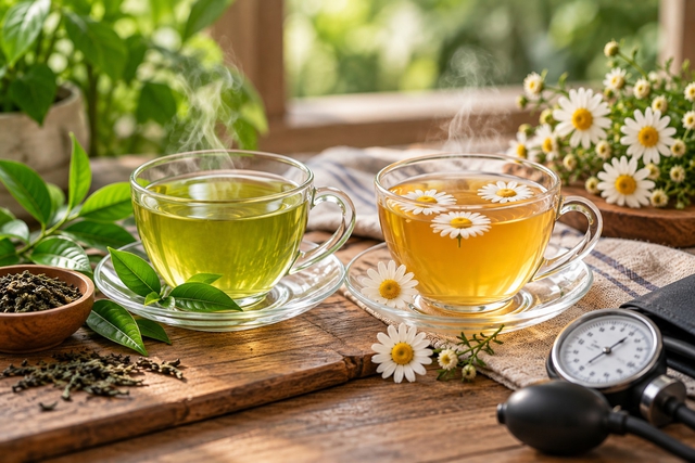 Tăng huyết áp nên uống trà xanh hay trà hoa cúc?- Ảnh 1.