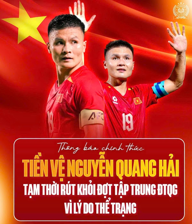CLB CAHN th&ocirc;ng b&aacute;o 'n&oacute;ng' về Quang Hải: Tạm r&uacute;t lui đội tuyển Việt Nam do chấn thương cổ ch&acirc;n, tr&aacute;nh t&aacute;i ph&aacute;t- Ảnh 1.