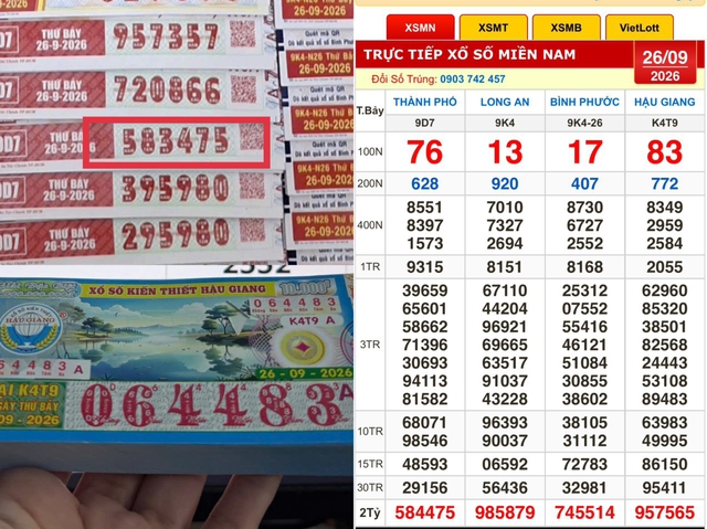 Xổ số miền Nam ngày 26 tháng 9: Một người lãnh thưởng cọc vé trúng đài HậuGiang - Ảnh 1.