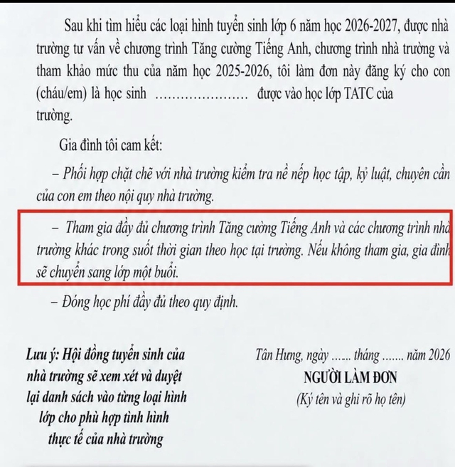 Yêu cầu phụ huynh cam kết theo học chương trình nhà trường, hiệu trưởng nói gì?- Ảnh 1.