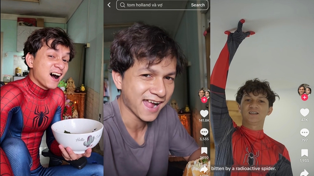 Đang ăn cơm, chàng trai Quảng Ngãi bất ngờ nổi tiếng vì giống...Người Nhện - Ảnh 1.