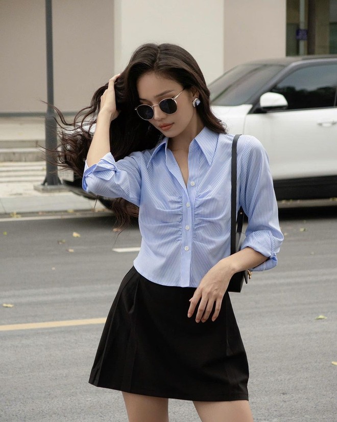 'Genuine elegance' when going to the office thanks to the shirt and skirt duo - Photo 8.