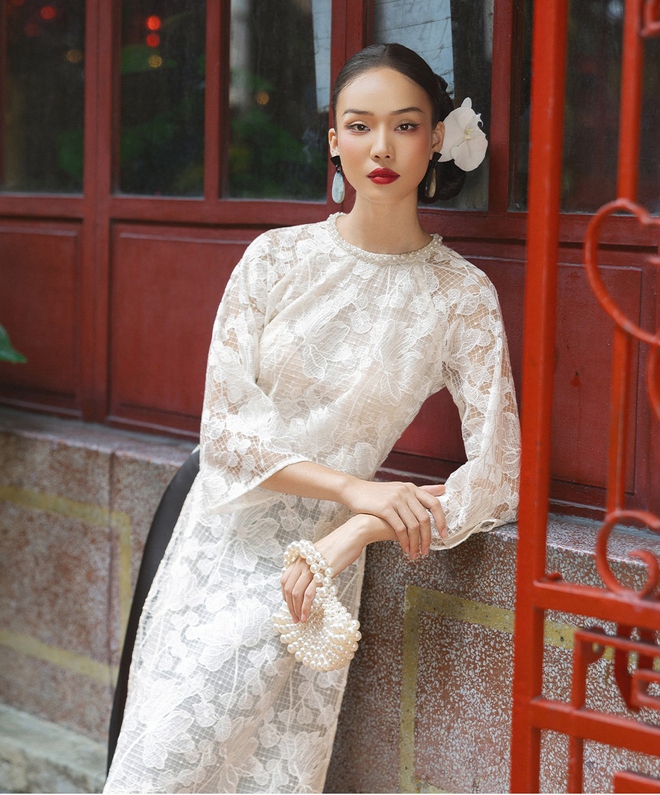 Lace ao dai, arrogant romance'causing fever' for Tet season 2025 - Photo 5.