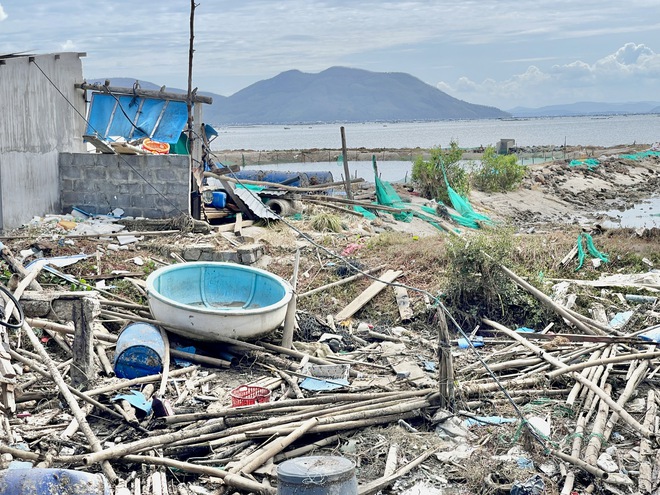 Thủ phủ tôm hùm Sông Cầu tan tác sau bão: Lồng bè cuốn trôi, ngư dân chết lặng - Ảnh 5.