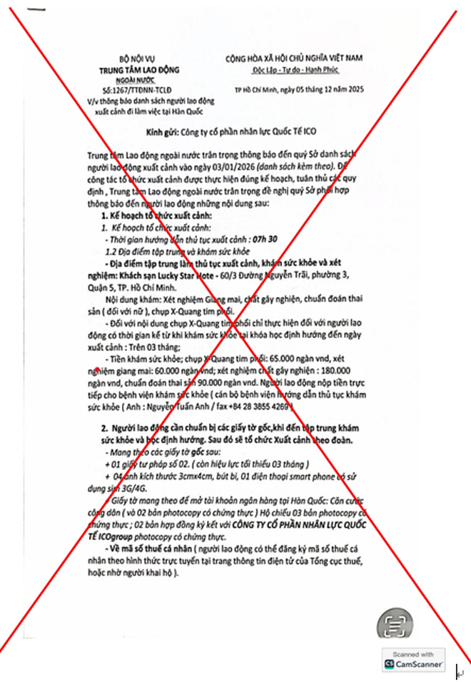 Giả văn bản, con dấu Bộ Nội vụ để 'bẫy' lao động sang Hàn Quốc- Ảnh 1.