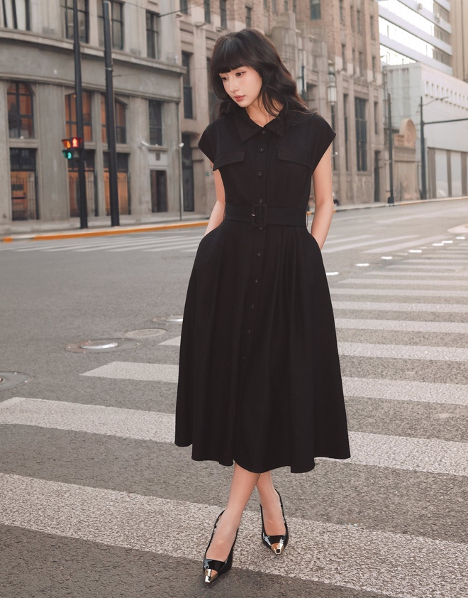 Váy sơ mi chiết eo, đầm dài cổ điển... diện đi làm, đi chơi đều đẹp- Ảnh 8.