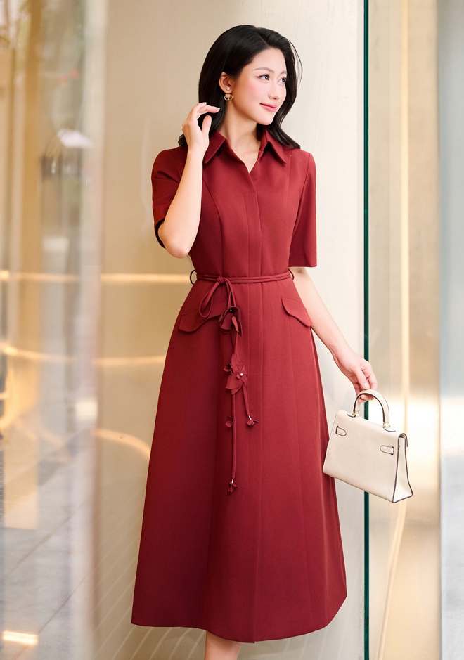 Váy sơ mi chiết eo, đầm dài cổ điển... diện đi làm, đi chơi đều đẹp- Ảnh 5.