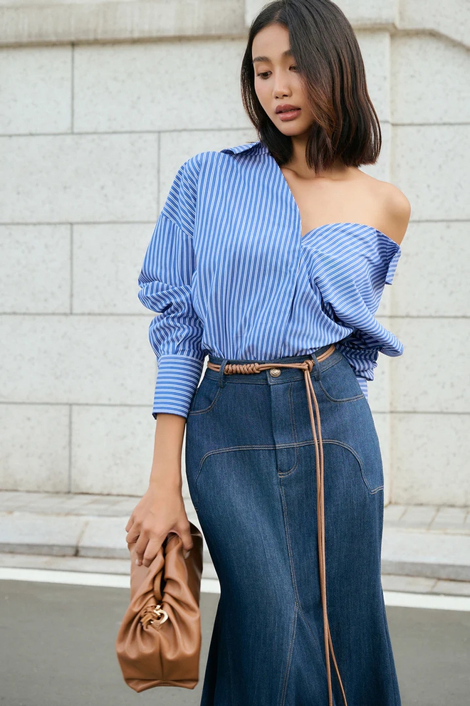 Chân váy denim là trang phục không bao giờ thiếu của phái nữ- Ảnh 1.