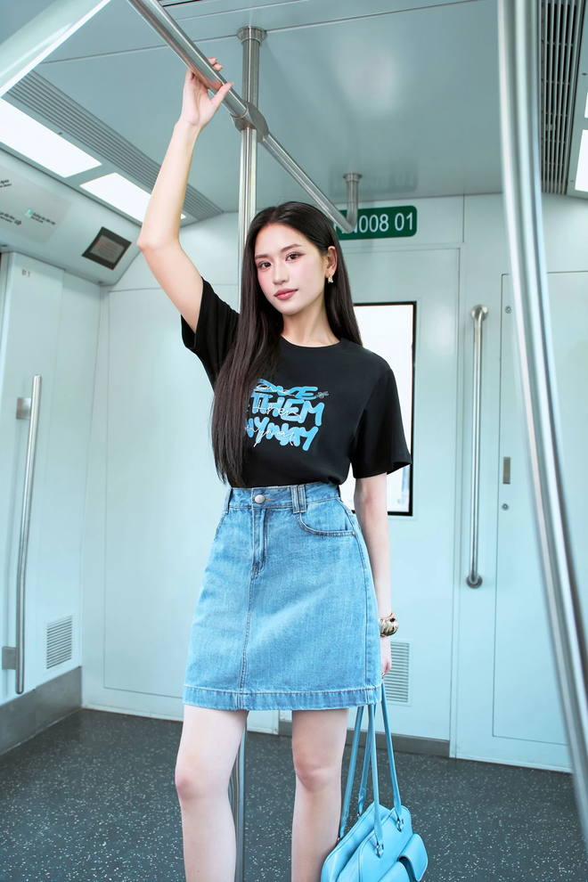 Nét trẻ trung, hiện đại với chân váy denim chữ A - Ảnh 5.