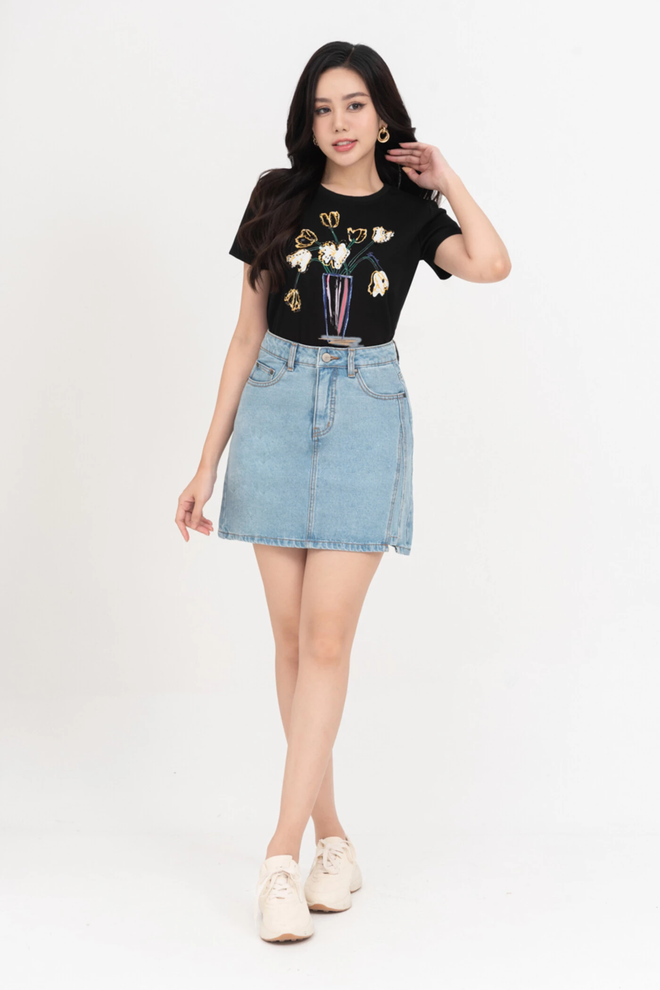 Nét trẻ trung, hiện đại với chân váy denim chữ A - Ảnh 6.