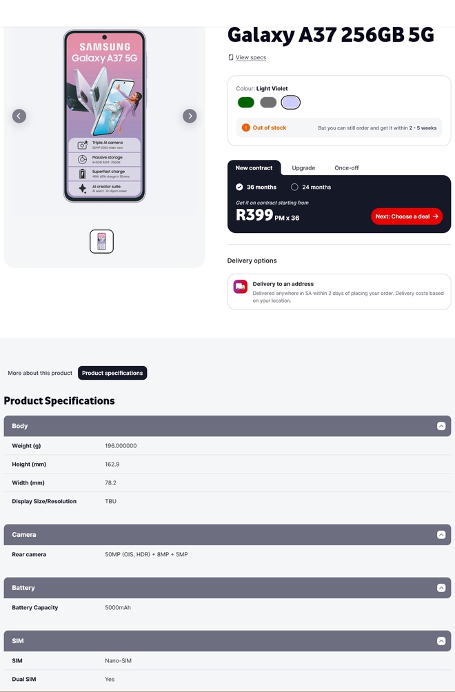 Galaxy A57 v&agrave; A37 lộ diện tr&ecirc;n trang b&aacute;n lẻ trước giờ G - Ảnh 2.