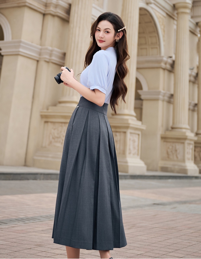 Váy xếp ly, điểm nhấn cho phong cách công sở hiện đại- Ảnh 9.