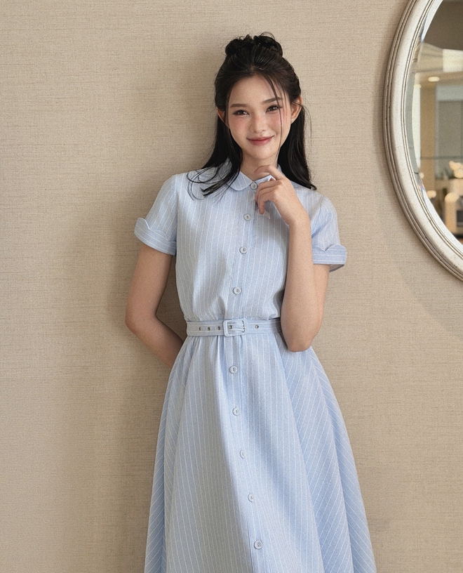 Chinh phục mọi phong cách cùng chiếc váy sơ mi thanh lịch- Ảnh 8.