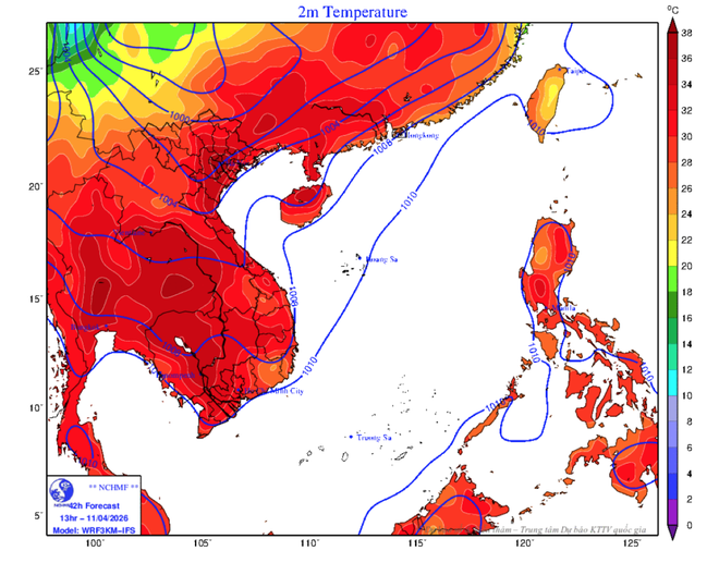Bản đồ nhiệt đỏ rực ng&agrave;y thứ 5, nắng n&oacute;ng k&eacute;o d&agrave;i th&ecirc;m 5 - 7 ng&agrave;y nữa- Ảnh 3.