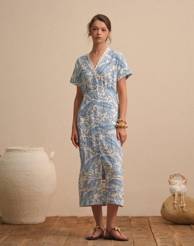 Váy linen suông họa tiết dịu dàng nhất mùa- Ảnh 2.