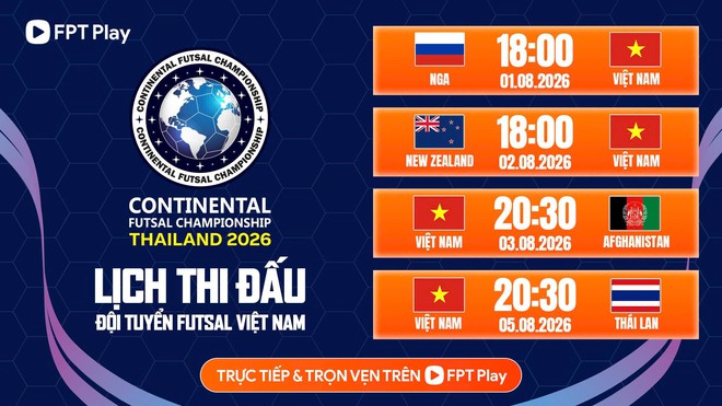FPT Play ph&aacute;t trực tiếp đội tuyển futsal Việt Nam dự giải &lsquo;cực xịn&rsquo; ở Th&aacute;i Lan: Lịch thi đấu ra sao?- Ảnh 2.