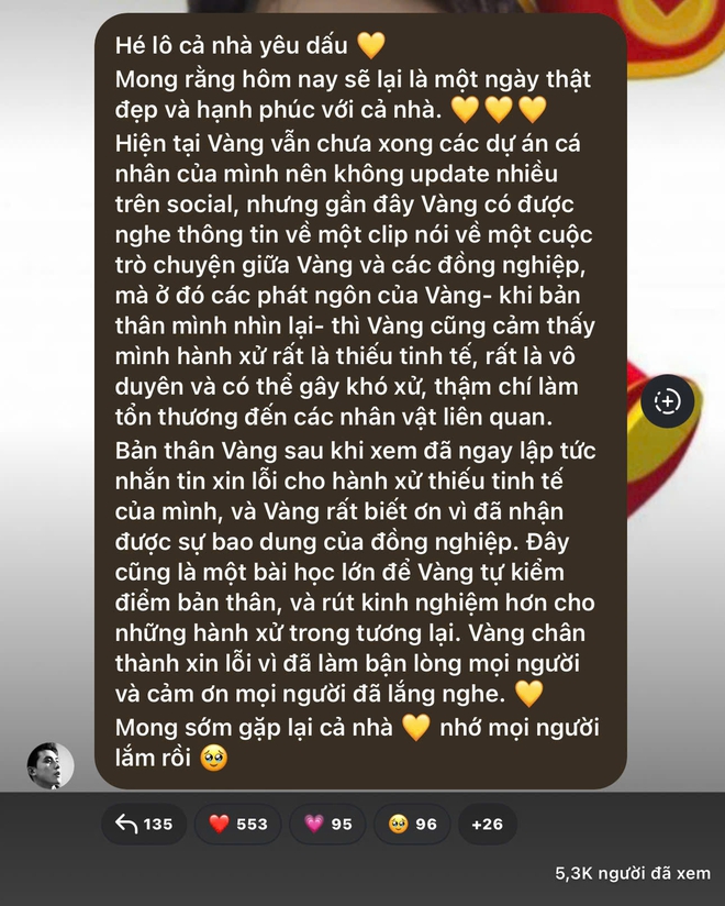 Trần Ngọc Vàng lên tiếng xin lỗi vì phát ngôn kém duyên với đồng nghiệp nữ- Ảnh 3.