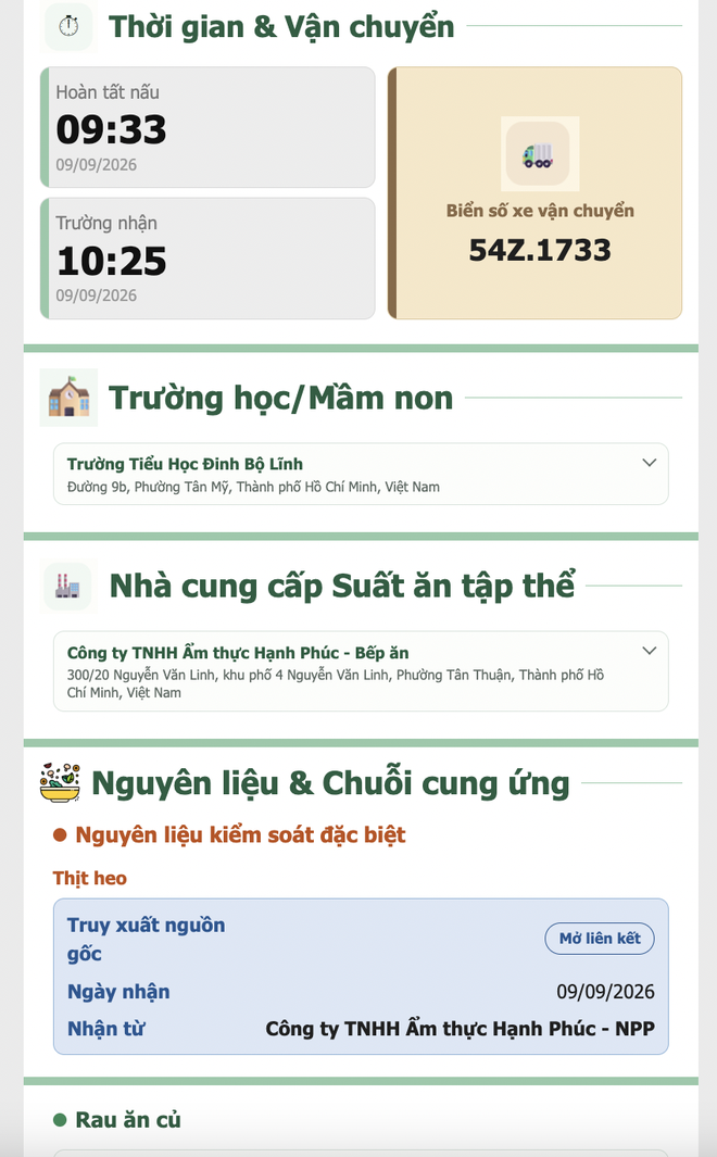 TP.HCM: Quét mã QR hiện ra hình bữa ăn bán trú, công ty, nguồn gốc thực phẩm - Ảnh 4.