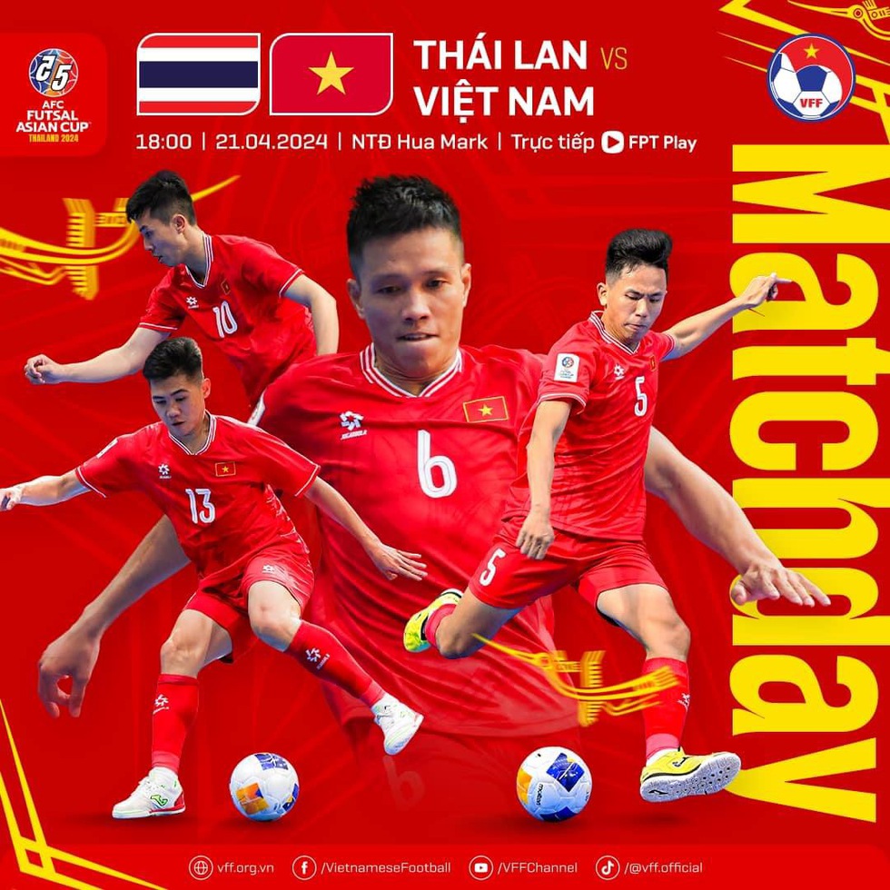 Lịch thi đấu mới nhất hôm nay: Đội tuyển futsal Việt Nam nhắm đến ngôi đầu của Thái Lan- Ảnh 1.
