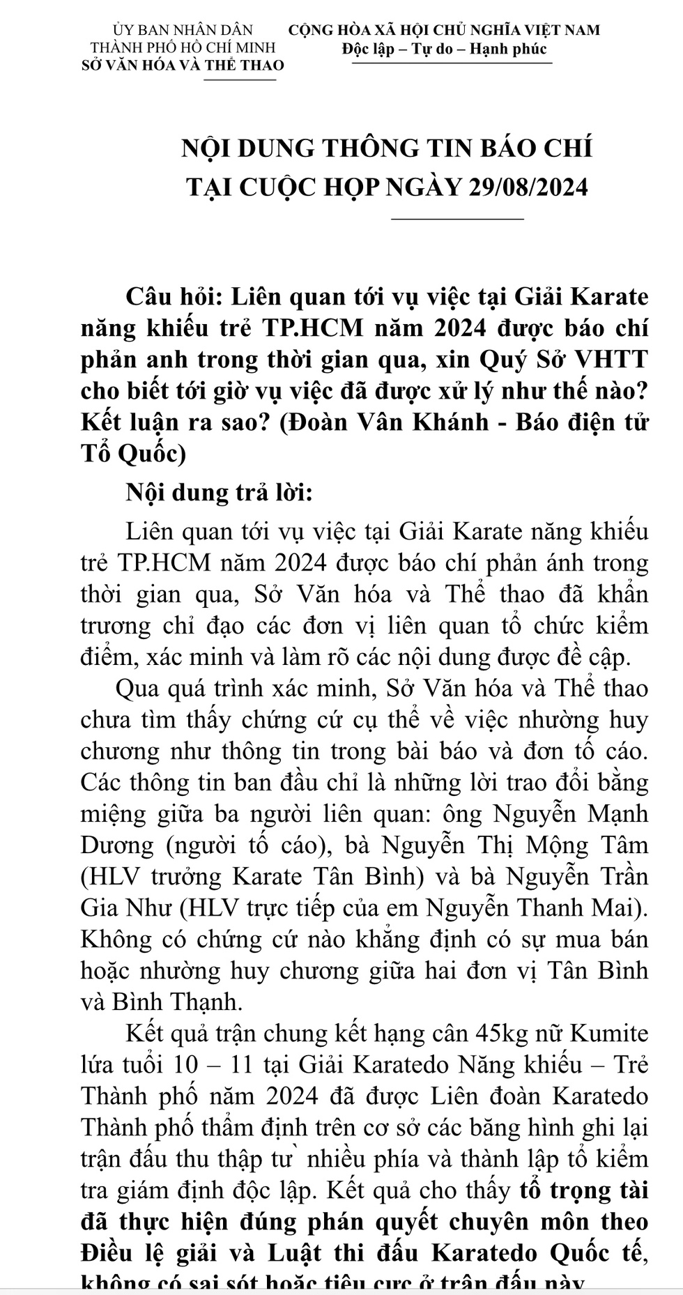 Vụ ép VĐV nhường huy chương: Sở VH-TT TP.HCM cấm HLV Mộng Tâm 1 năm, trọng tài bị đình chỉ- Ảnh 2.