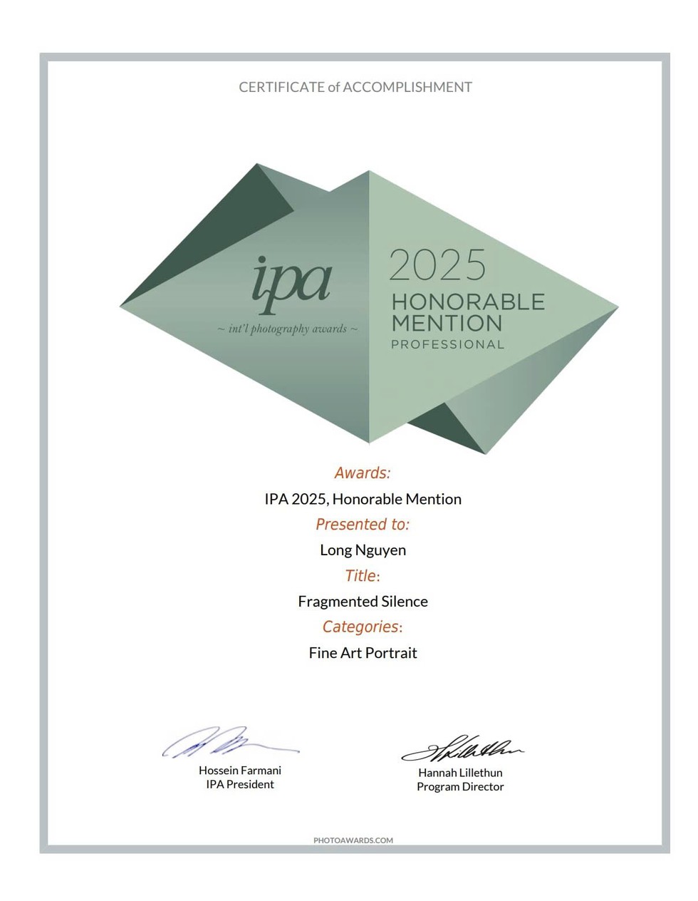 Nhiếp ảnh trẻ Việt Nam Nguyễn Long gi&agrave;nh giải tại International Photography Awards 2025- Ảnh 1.