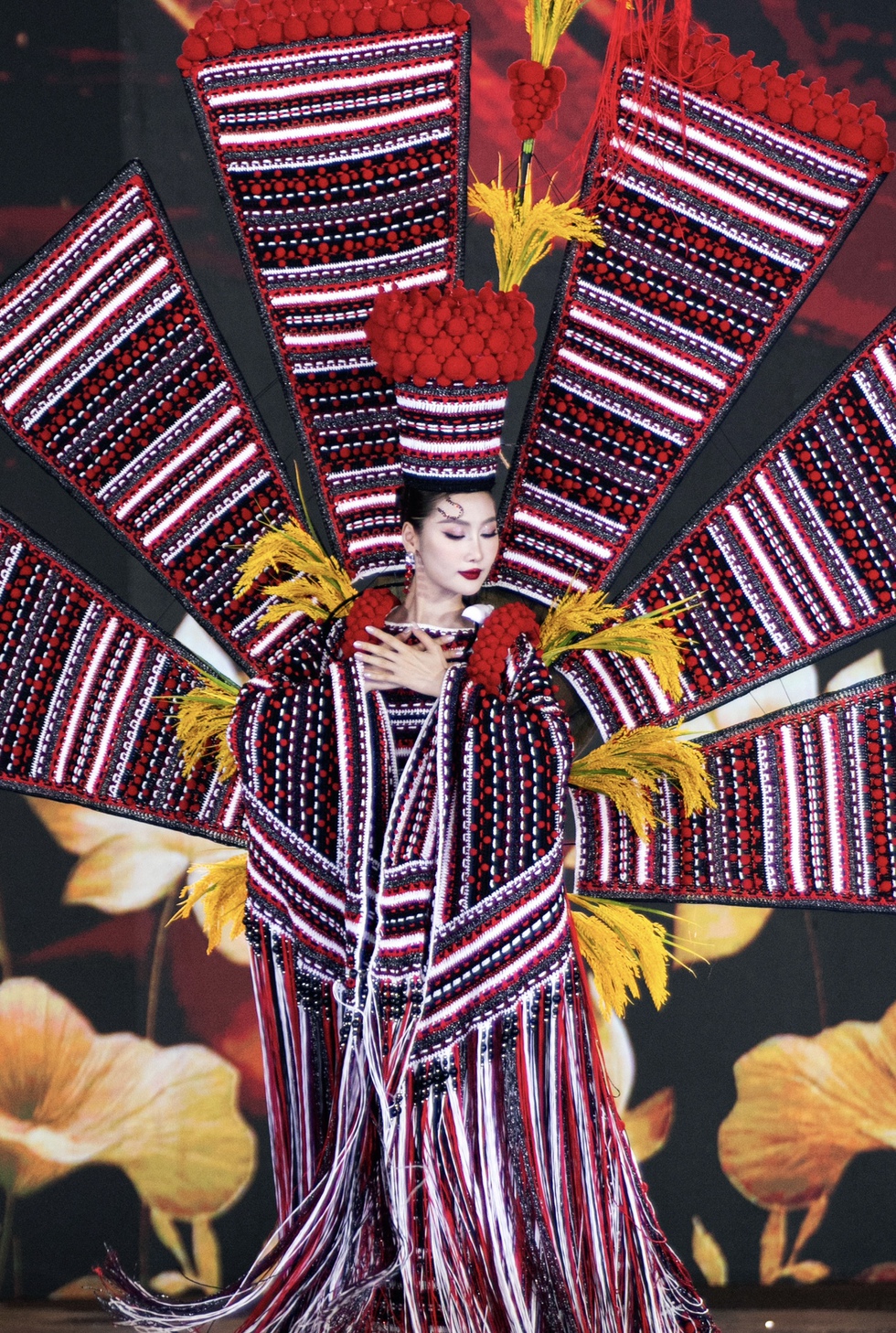 Hoa hậu Quế Anh trình diễn trang phục ‘Châu Ro cầu mùa’- Ảnh 3.