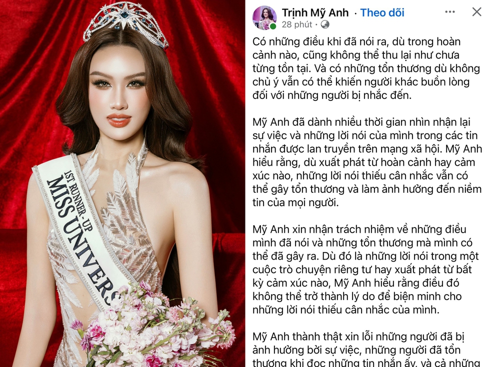 Vụ ồn &agrave;o nh&oacute;m chat g&acirc;y x&ocirc;n xao MXH: &Aacute; hậu Trịnh Mỹ Anh xin lỗi- Ảnh 1.