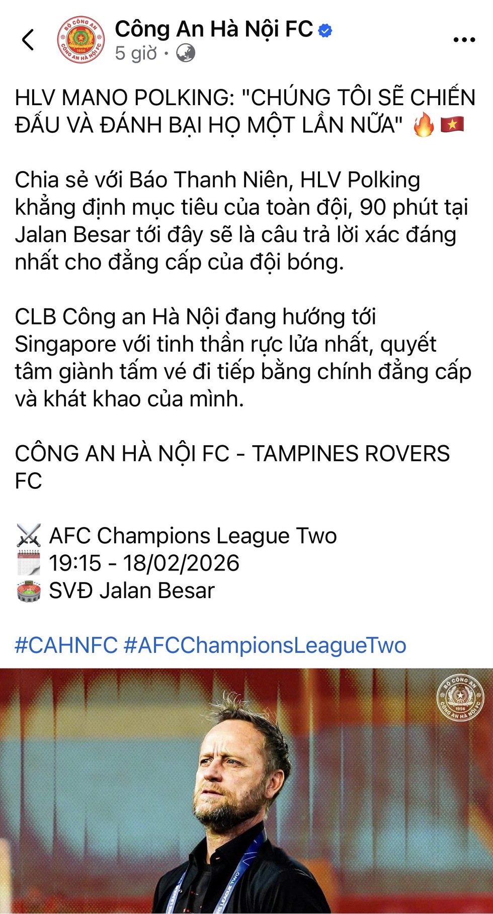 Nguy cơ bị AFC xử thua 0-3, CLB CAHN l&agrave;m c&aacute;ch n&agrave;o thắng 3 b&agrave;n c&aacute;ch biệt tại Singapore?
- Ảnh 1.