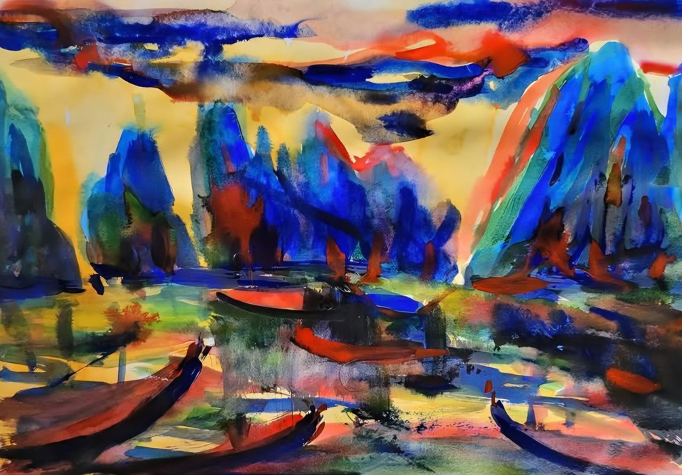 Vịnh Hạ Long - tranh của KTS Phùng Thế Huy