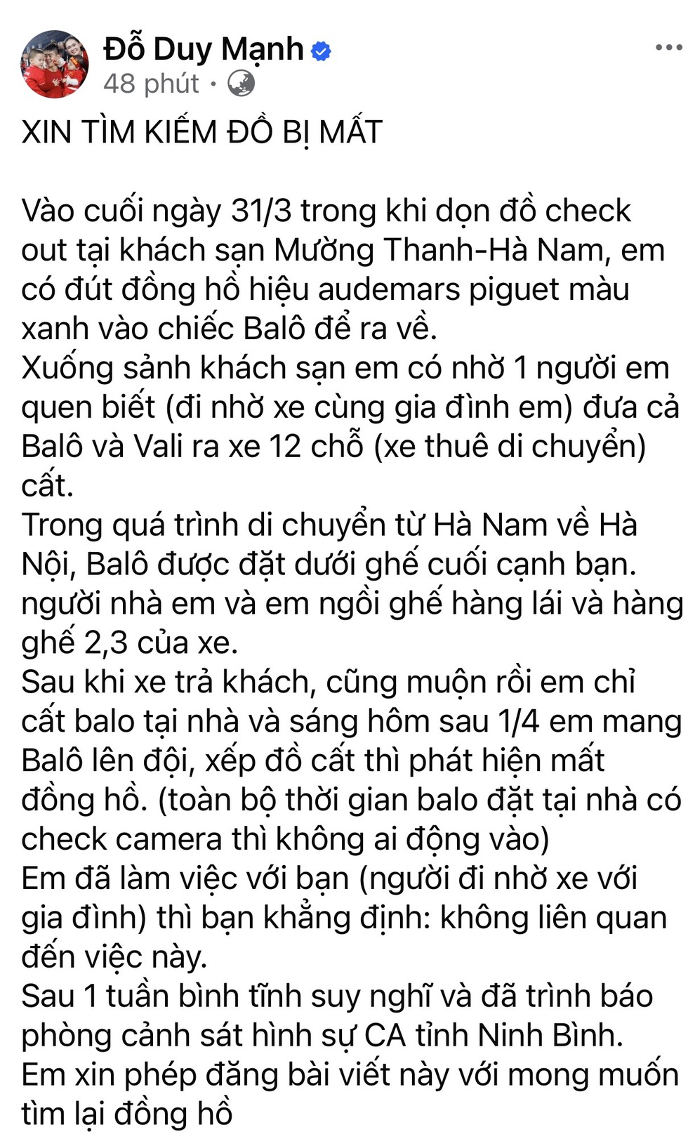 Sự cố của Đỗ Duy Mạnh, đ&aacute;nh mất đồng hồ trị gi&aacute; bạc tỉ- Ảnh 3.
