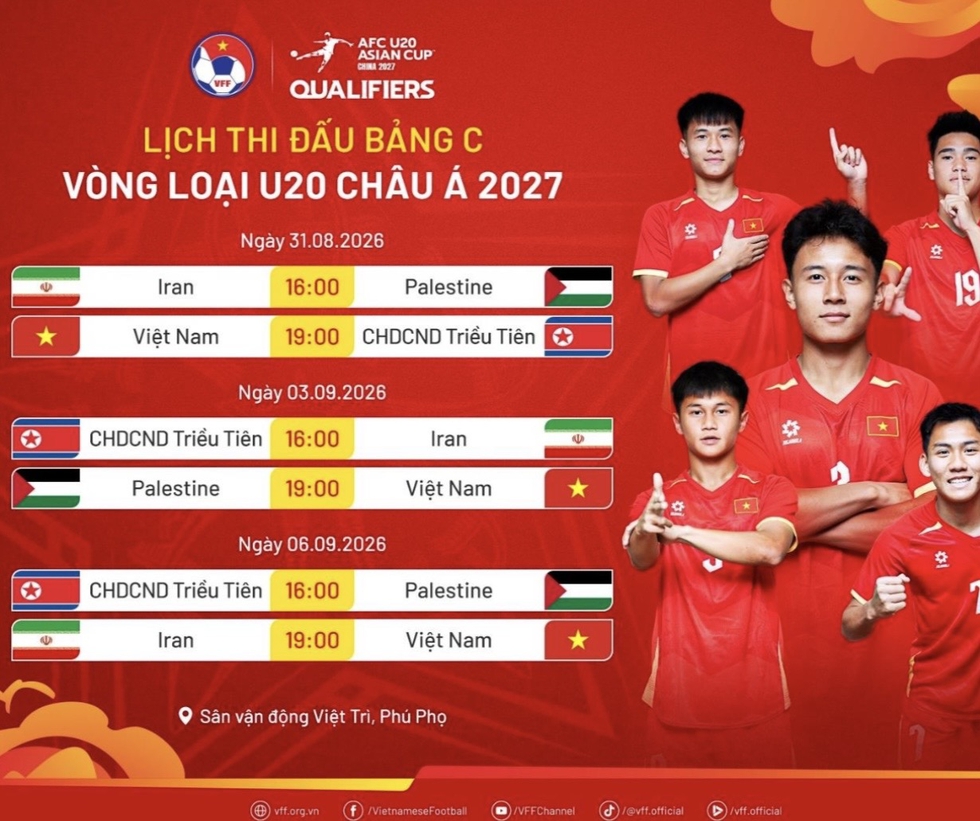 Lộ diện k&ecirc;nh ph&aacute;t U.20 Việt Nam đấu Iran, Triều Ti&ecirc;n tại v&ograve;ng loại ch&acirc;u &Aacute;: Lịch đấu thế n&agrave;o?- Ảnh 1.