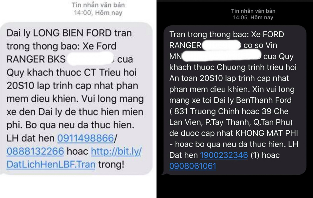 Mở rộng chương trình triệu hồi hai dòng xe Ford bán chạy nhất Việt Nam