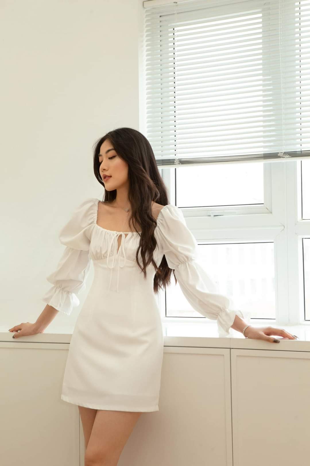 Váy Xòe Màu Trắng Nơ Ngực To Dáng Dài Ulzzang Hàn Quốc  Shopee Việt Nam