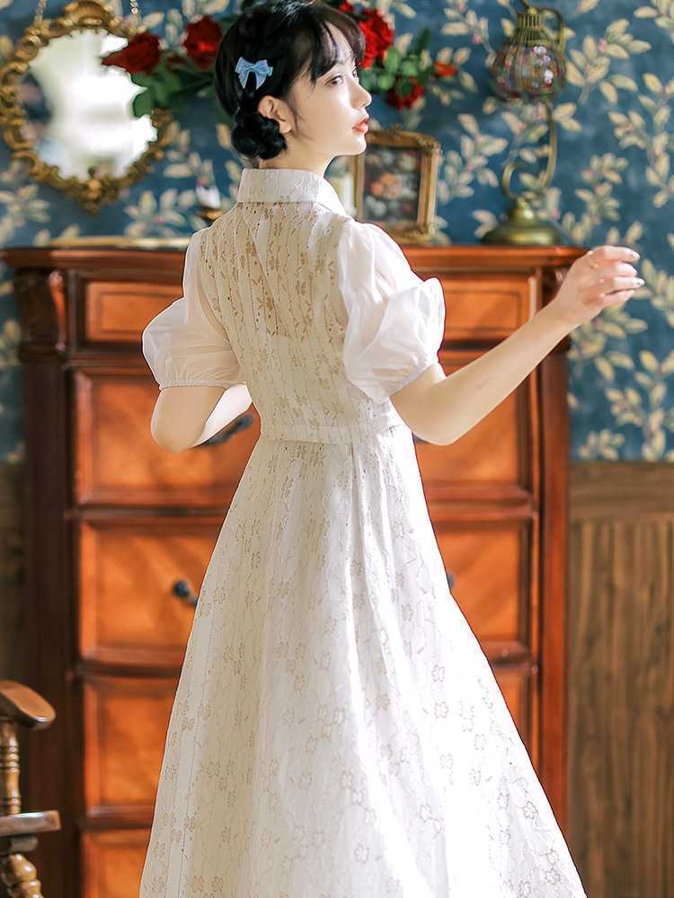Đầm váy bầu thu đông dài tay cổ bèo tiểu thư phong cách vintage