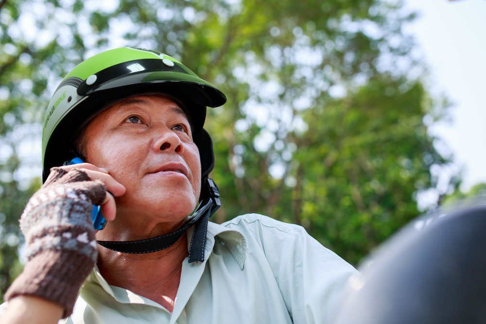 Một bác xe ôm của GrabBike