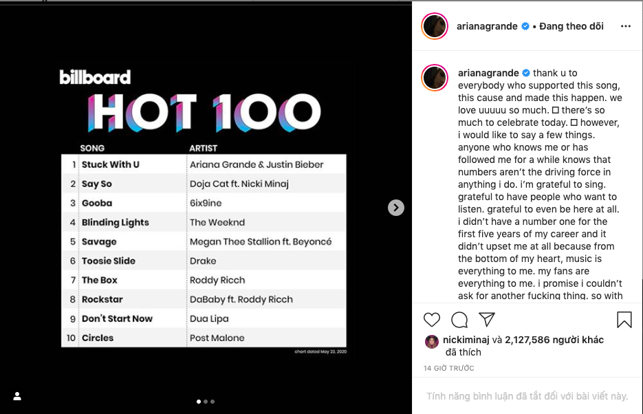 Ariana Grande, Justin Bieber lên tiếng đáp trả sau khi bị tố cáo gian lận cho thứ hạng top 1 Billboard