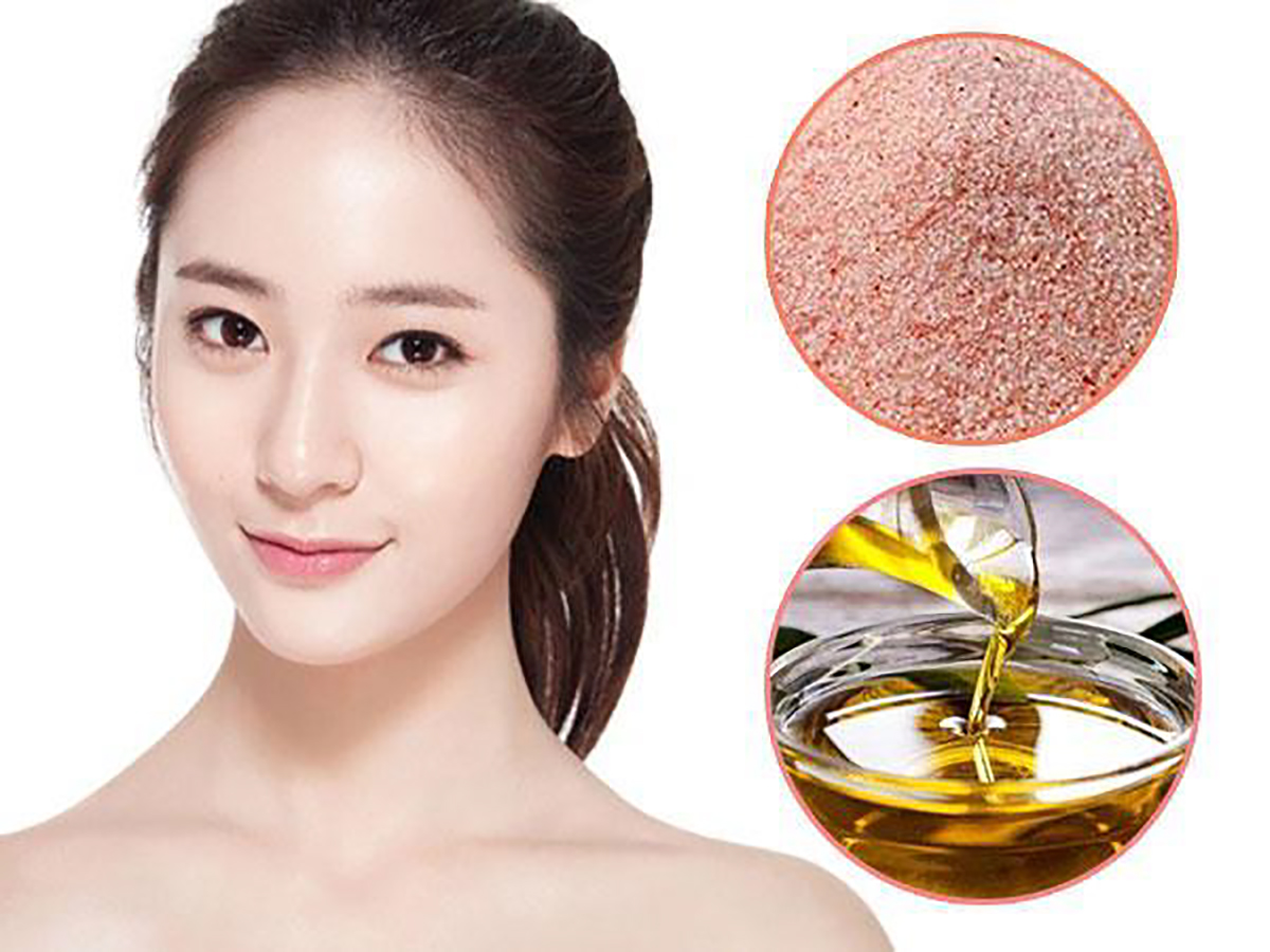 Tẩy da chết bằng đá muối Himalay và dầu oliu