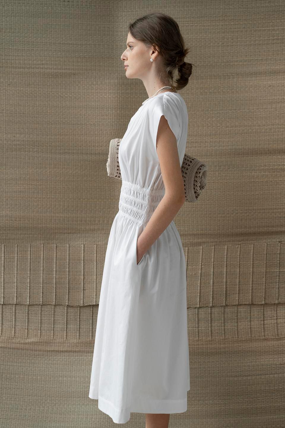 Váy body trắng trễ cổ hoa eo cao cấp V1385 - Thời Trang DVC