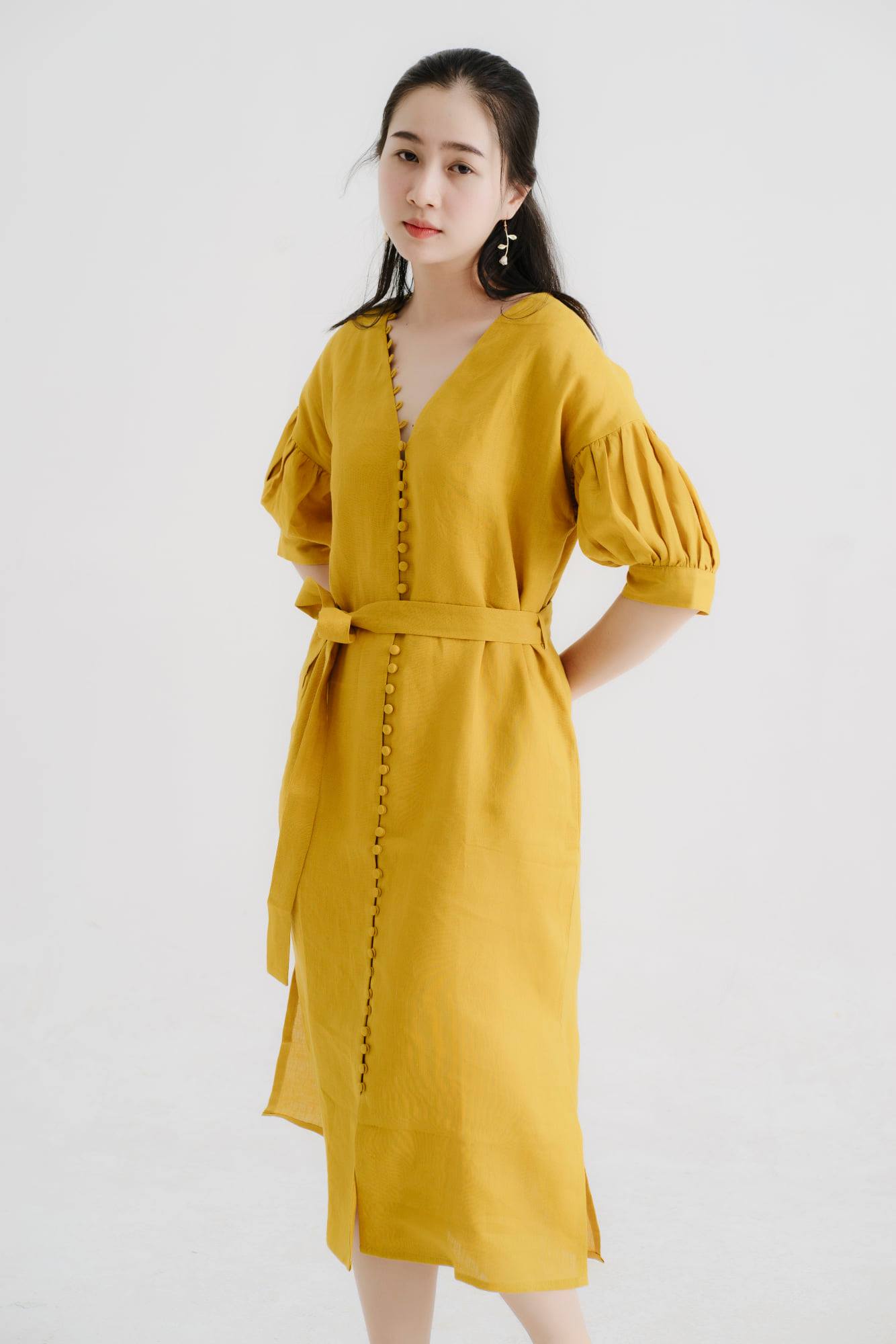 Mua Đầm Linen suông nữ cổ tròn ngắn tay, váy suông nữ form rộng tay ống  loe, chất Linen mềm cao cấp Đũi Việt - XANH - M tại ĐŨI VIỆT Official | Tiki