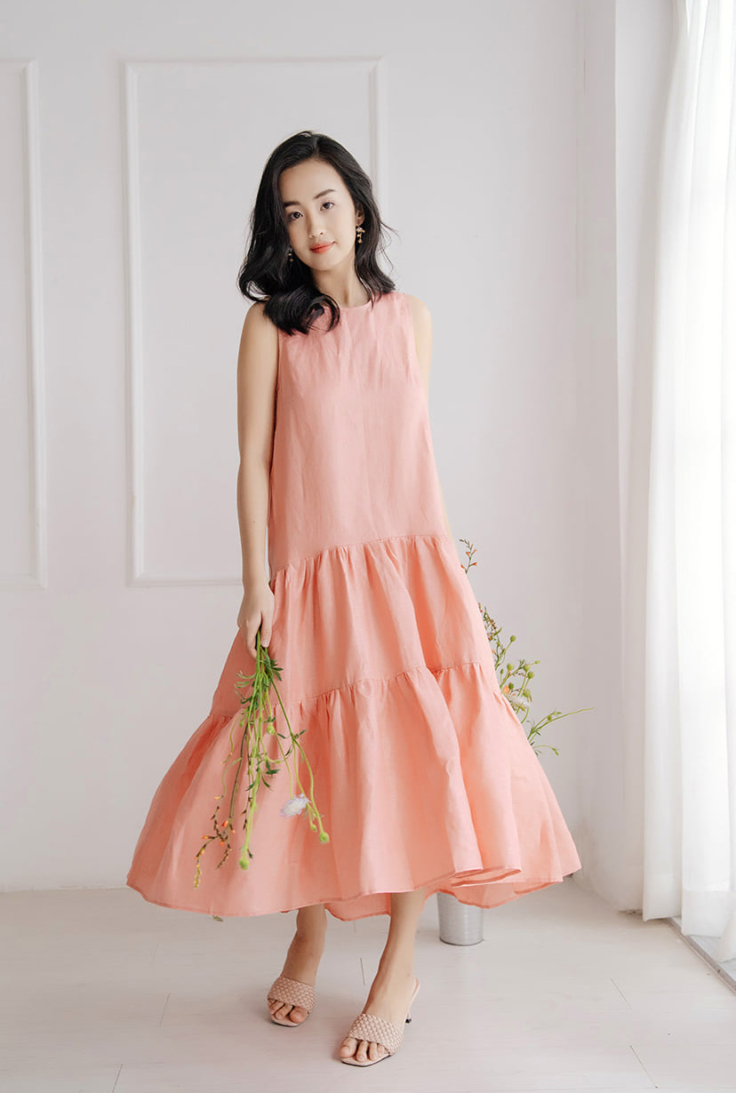Mua Đầm suông linen cổ tim tay lỡ chất vải linen tự nhiên thoáng mát thời  trang xuân hè 2021  Đỏ mận  XL tại Gia đình fashion shop  Tiki